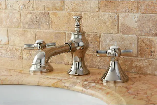 Alt view image 11 of 11 - Kingston Brass KC7066ZX Millennium widespread Lavatory Faucet with Brass Pop-Up Drain, Polished Nickel
