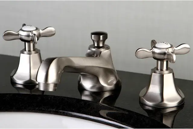 Alt view image 6 of 7 - Kingston Brass KS4468BEX Modern Essex 8 in. Widespread Lavatory Faucet with Brass Pop-Up - Brushed Nickel