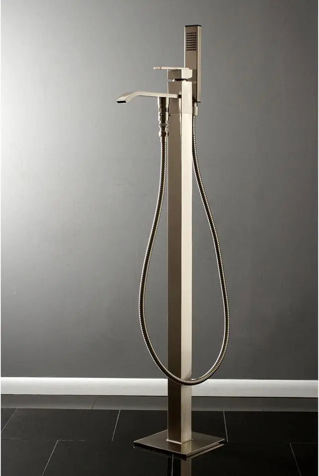 Alt view image 4 of 7 - Kingston Brass KS4138QLL Heritage Freestanding Roman Tub Filler with Handshower, Brushed Nickel - 41.76 x 14.91 x 7.64 in.
