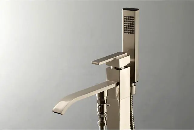 Alt view image 6 of 7 - Kingston Brass KS4138QLL Heritage Freestanding Roman Tub Filler with Handshower, Brushed Nickel - 41.76 x 14.91 x 7.64 in.