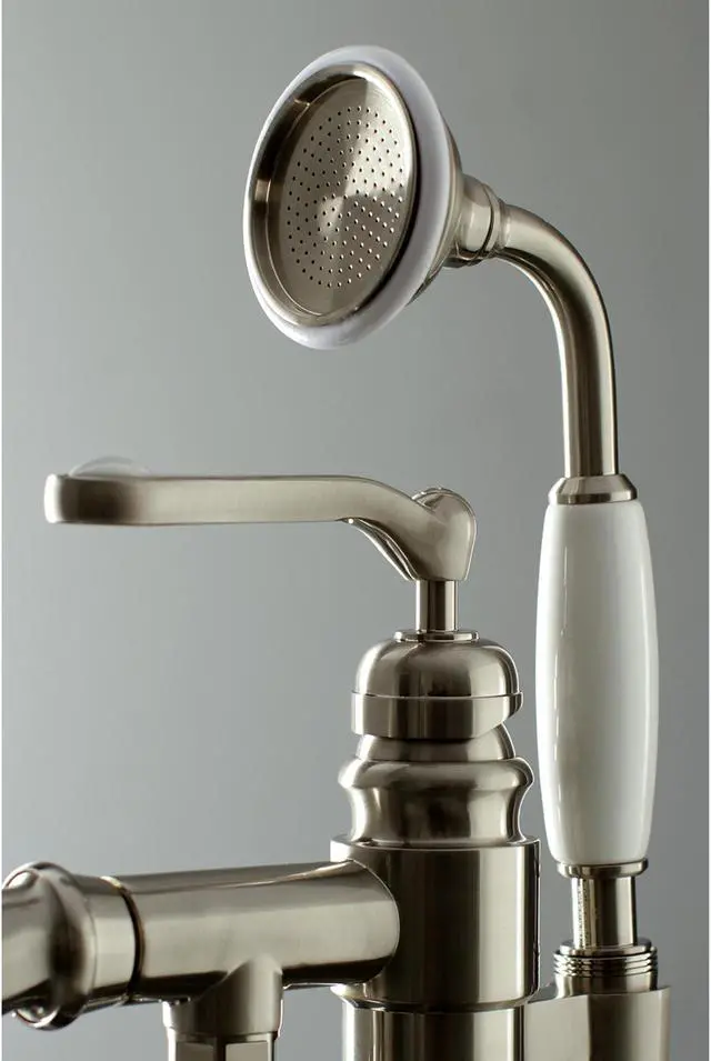 Alt view image 7 of 7 - Kingston Brass KS7018RL Royale Royale Single Handle Freestanding Roman Tub Faucet with Hand Shower, Brushed Nickel