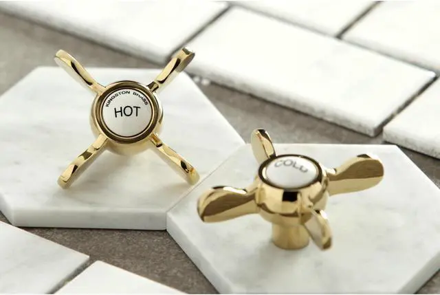 Alt view image 6 of 6 - Kingston Brass KS1342BEX Roman Tub Filler with Cross Handle, Polished Brass