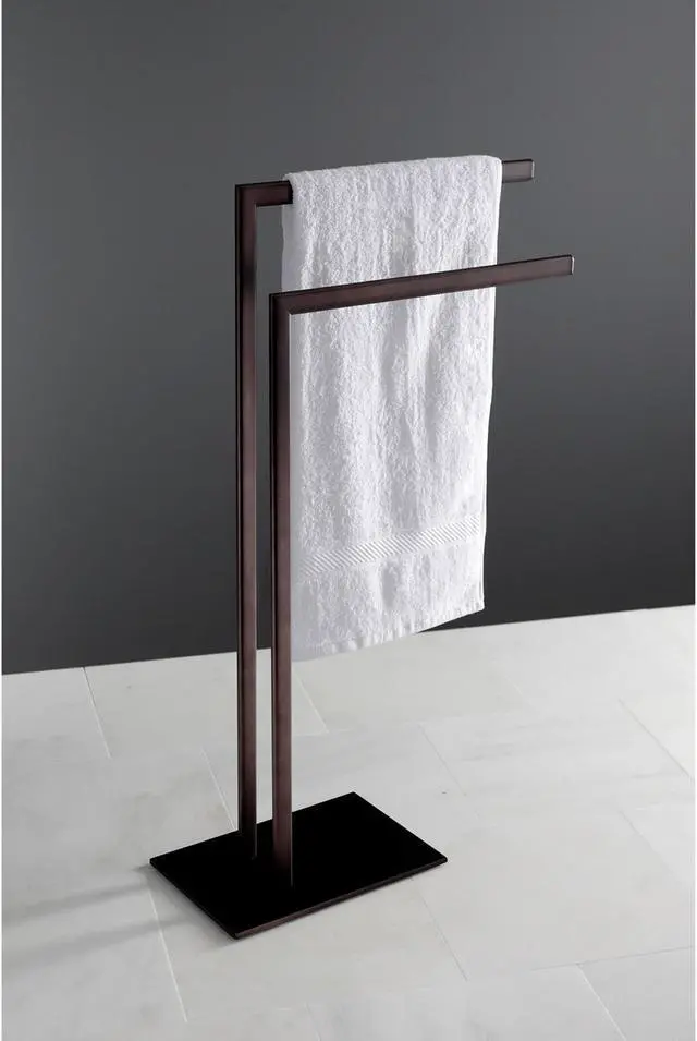 Alt view image 8 of 11 - Kingston Brass SCC3095 Modern Edenscape Pedestal Dual Towel Rack - Oil Rubbed Bronze