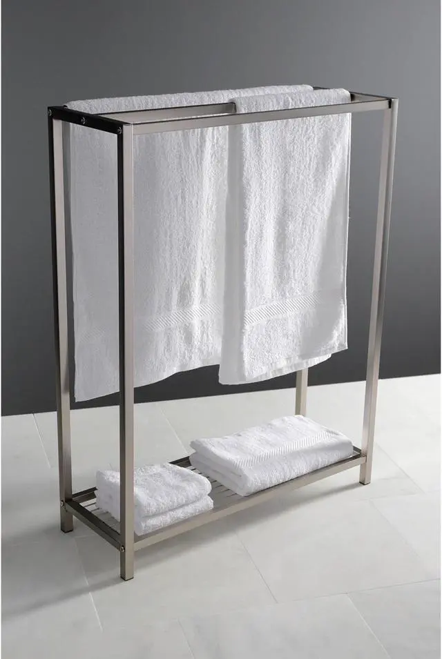 Alt view image 9 of 12 - Kingston Brass SCC8358 Modern Edenscape Freestanding Iron Towel Rack - Brushed Nickel