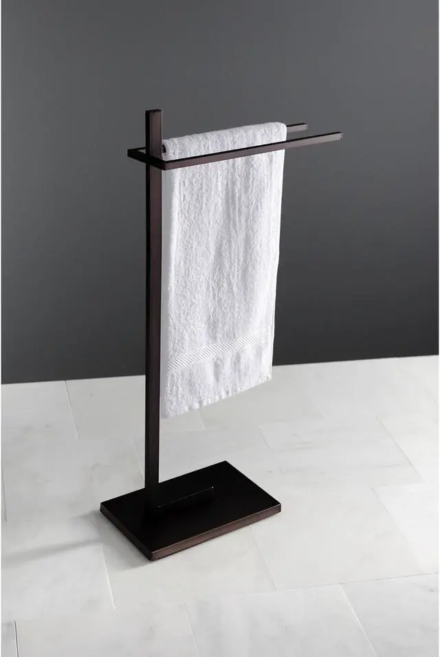 Alt view image 15 of 18 - Kingston Brass SCC8605 Modern Edenscape Pedestal Dual Towel Rack - Oil Rubbed Bronze