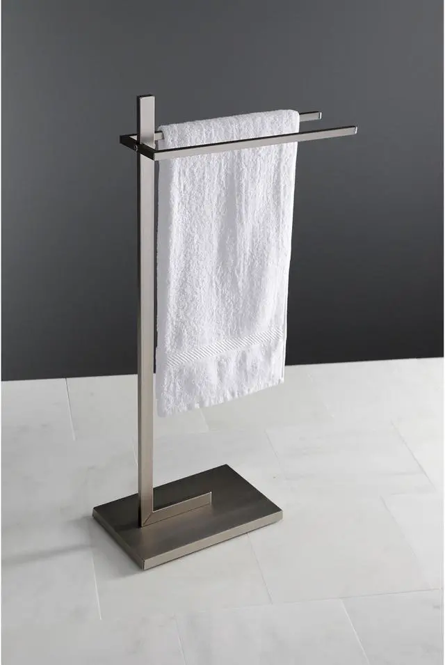 Alt view image 8 of 11 - Kingston Brass SCC8608 Modern Edenscape Pedestal Dual Towel Rack - Brushed Nickel