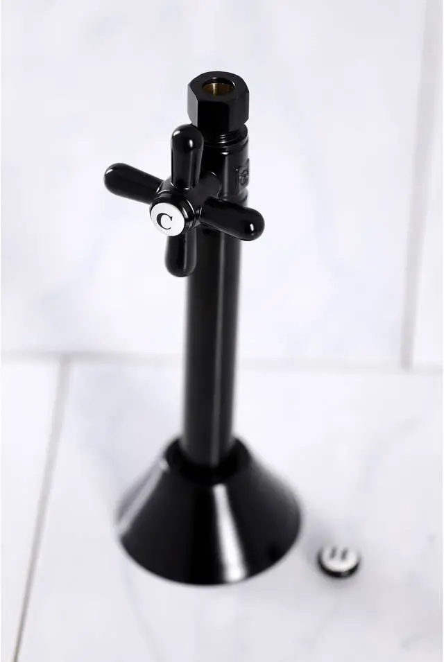Alt view image 8 of 10 - Kingston Brass CC83250X 1/2" Sweat, 3/8" O.D. Comp Straight Shut-off Valve with 5" Extension, Matte Black