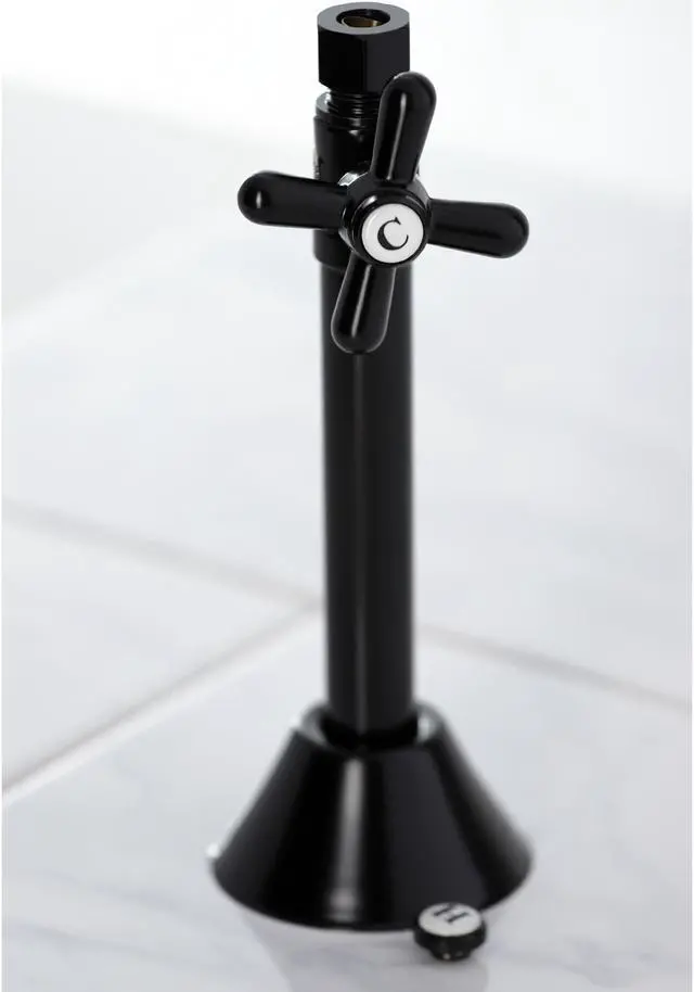 Alt view image 9 of 10 - Kingston Brass CC83250X 1/2" Sweat, 3/8" O.D. Comp Straight Shut-off Valve with 5" Extension, Matte Black