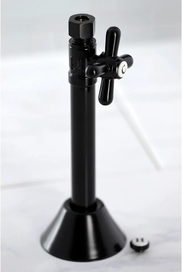 Alt view image 10 of 10 - Kingston Brass CC83250X 1/2" Sweat, 3/8" O.D. Comp Straight Shut-off Valve with 5" Extension, Matte Black