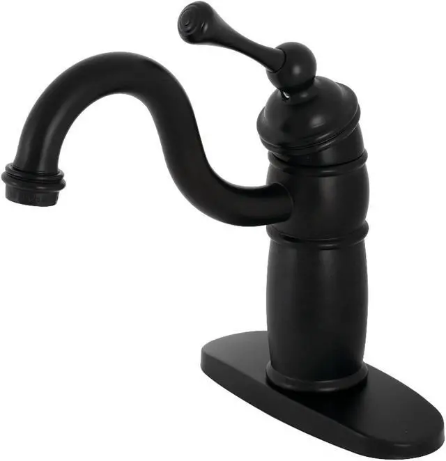Alt view image 3 of 3 - Kingston Brass KB1480BL Vintage Single-Handle Monoblock Bar Faucet, Matte Black