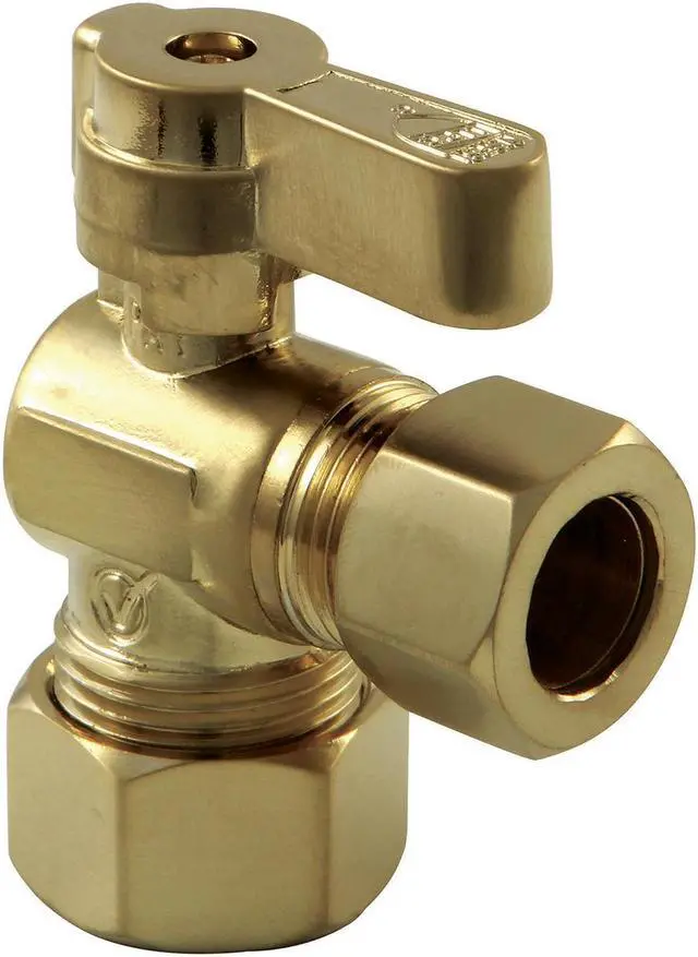 Alt view image 3 of 3 - KINGSTON BRASS KF5440BB KF5440BB 5/8" OD Comp X 1/2" OD Comp Angle Stop Valve,