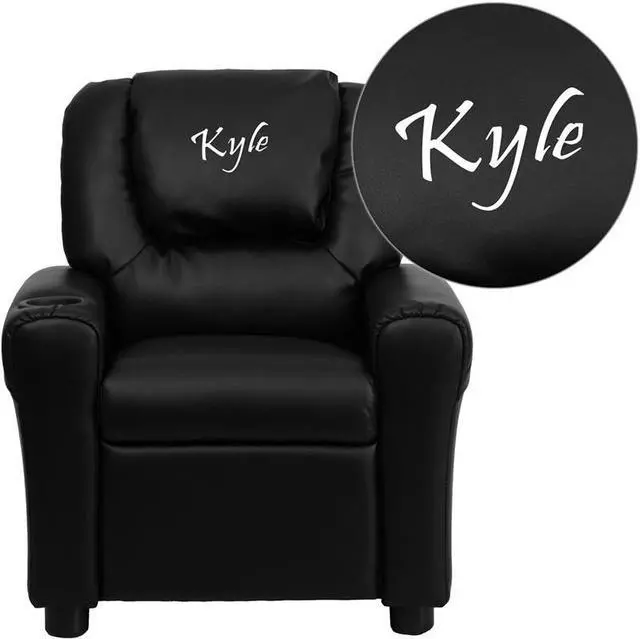 Main image of Personalized BLK Kids Recliner DG-ULT-KID-BK-TXTEMB-GG