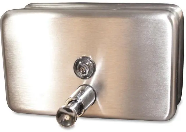 Alt view image 5 of 6 - Genuine Joe Liquid Soap Dispenser Horizontal 40oz Cap Stainless Steel 85146