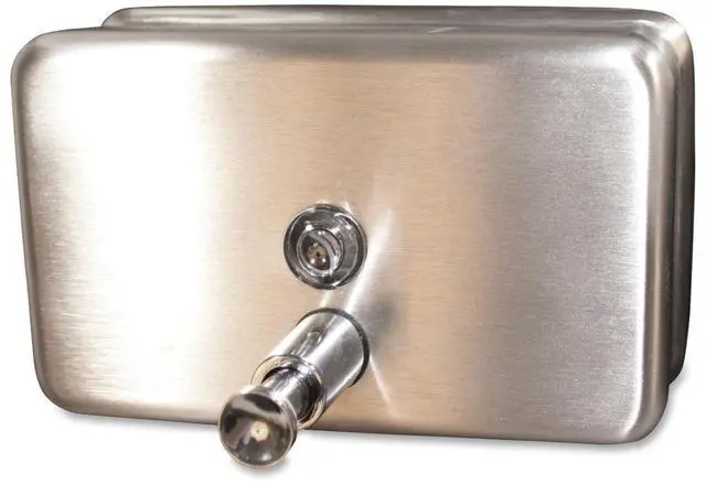 Alt view image 6 of 6 - Genuine Joe Liquid Soap Dispenser Horizontal 40oz Cap Stainless Steel 85146