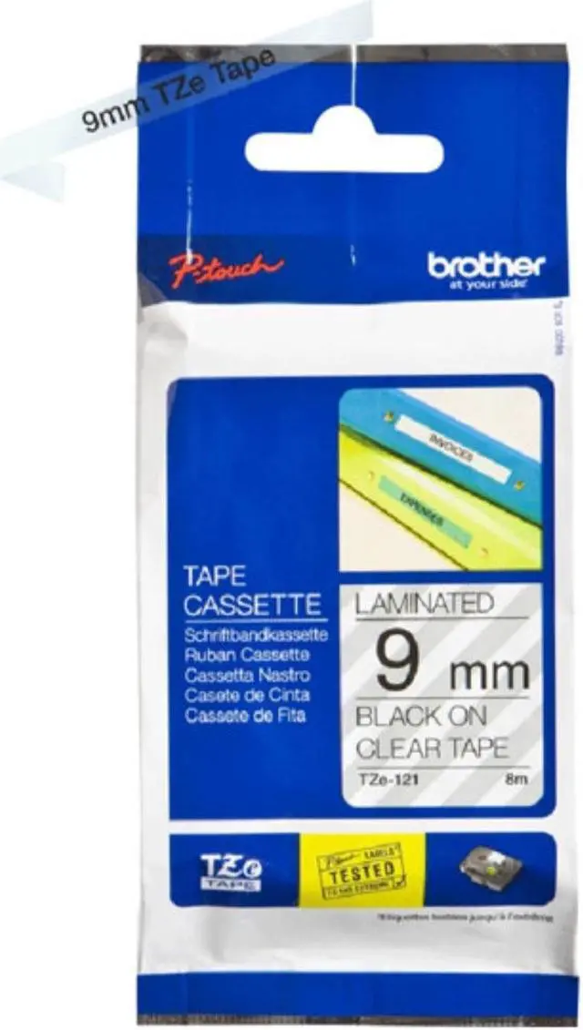 Alt view image 4 of 5 - TZe121 9mm (0.35") Black on Clear tape for P-Touch labelers (TZ machines)