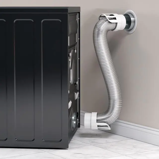 Alt view image 4 of 5 - Dryer to Vent Hookup Kit, Semi-Rigid Flexible Aluminum Duct 4 inch diameter x 8 foot length - Tool-Free Installation, No Clamps or Tape Needed