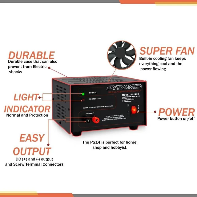 Alt view image 3 of 6 - Universal Compact Bench Power Supply - 12 Amp Linear Regulated Home Lab Benchtop AC-to-DC 12V Converter
