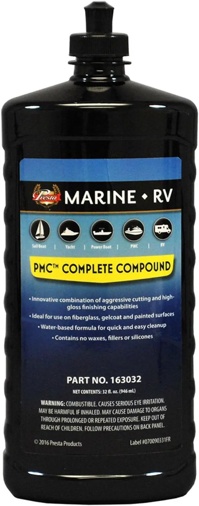 Alt view image 4 of 4 - Presta MaxComplete - Professional Grade Cutting Compound for Watercraft and RVs/Produces High-Gloss Finish / 32 Oz. (163032)