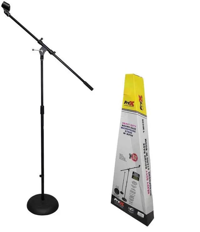 Alt view image 3 of 10 - ProX T-MIC06 Round Base Microphone Stand with Boom