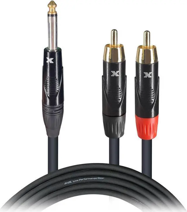 Alt view image 2 of 6 - ProX XC-PYR10 | 10\' 1/4 TS to Dual RCA Cable