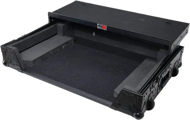 Alt view image 8 of 8 - ATA Style Flight Case for Pioneer DDJ-REV7 DJ Controller with Laptop Shelf, 1U Rackspace, Wheels | Black Finish