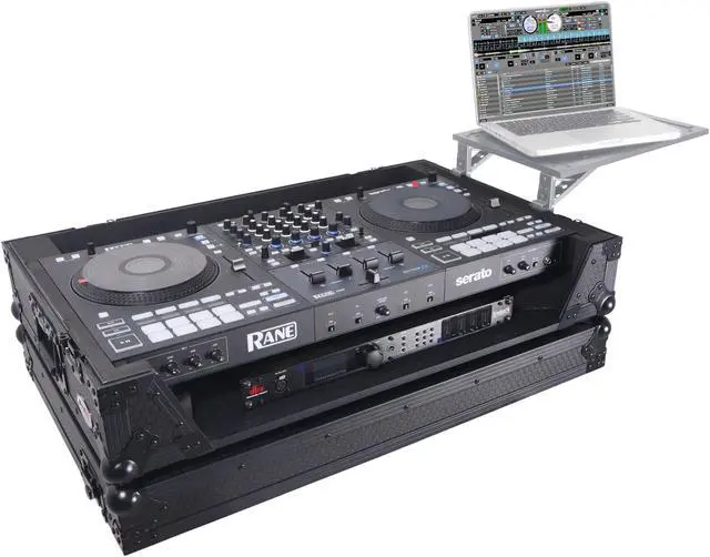 Alt view image 2 of 2 - ProX XS-RANEFOURWBL | Rane Four Flight case with 1U Rack Space and Wheels (Black Finish)