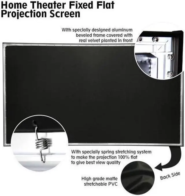 Alt view image 4 of 19 - Pyle PRJTPFL102 100 in. Home Theater Fixed Flat Projection Screen