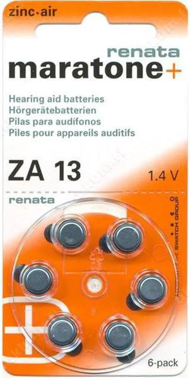 Alt view image 2 of 2 - Maratone Size 13 Zinc Air Mercury Free, Dial Card-6 Batteries