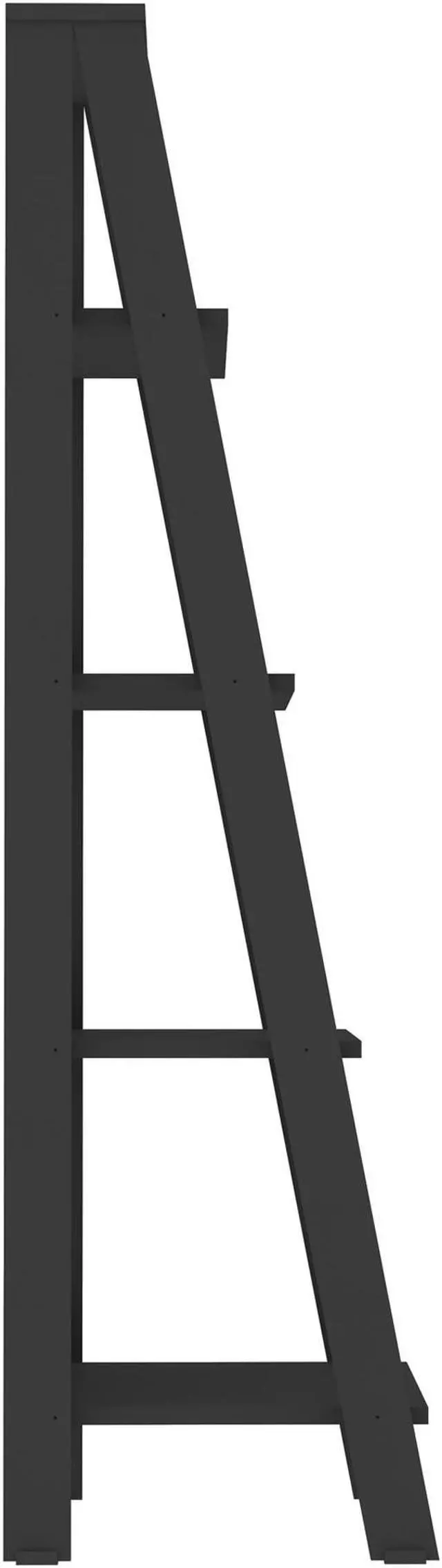 Alt view image 3 of 3 - Walker Edison 55" Wood Ladder Bookshelf - Black