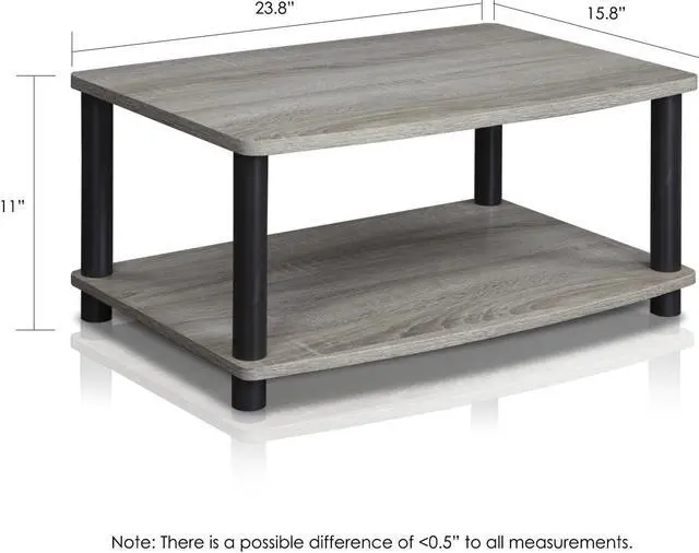 Alt view image 2 of 6 - Furinno 13191GYW/BK Turn-N-Tube No Tools 2-Tier Elevated TV Stands, Oak Grey/Black