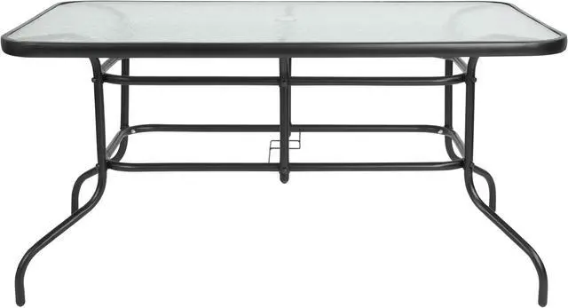 Alt view image 12 of 20 - 31.5" x 55" Rectangular Tempered Glass Metal Table