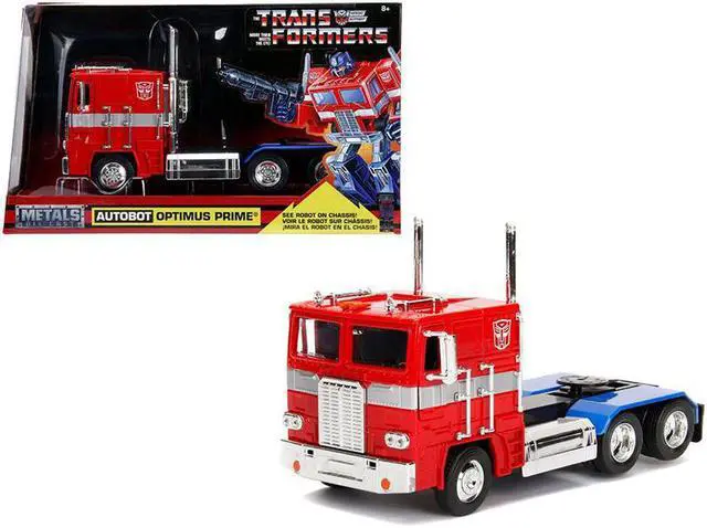 Alt view image 3 of 10 - G1 Autobot Optimus Prime Truck Red w/Robot on Chassis from "Transformers" TV Series "Hollywood Rides" 1/24 Diecast Model by Jada