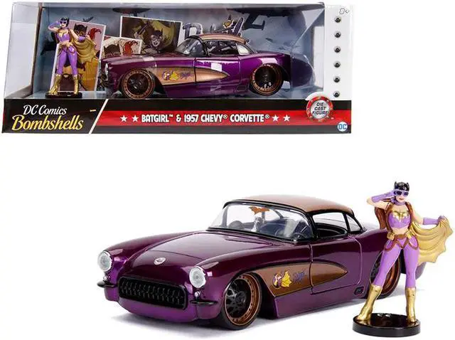 Main image of 1957 Chevrolet Corvette Purple with Batgirl Diecast Figure \DC Comics Bombshells\" Series 1/24 Diecast Model Car by Jada"