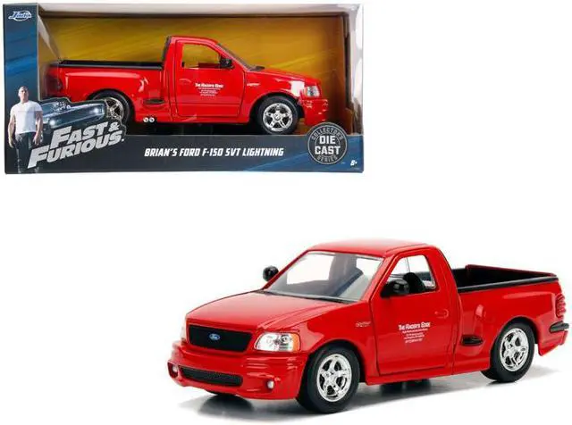 Main image of Brian\'s Ford F-150 SVT Lightning Pickup Truck Red \Fast & Furious\" Movie 1/24 Diecast Model Car by Jada"