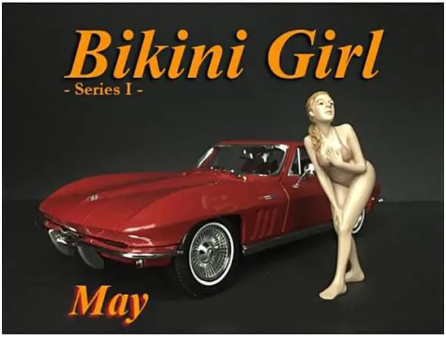 Alt view image 2 of 5 - American Diorama 38169 May Bikini Calendar Girl Figure for 1 isto 18 Diecast Model Car