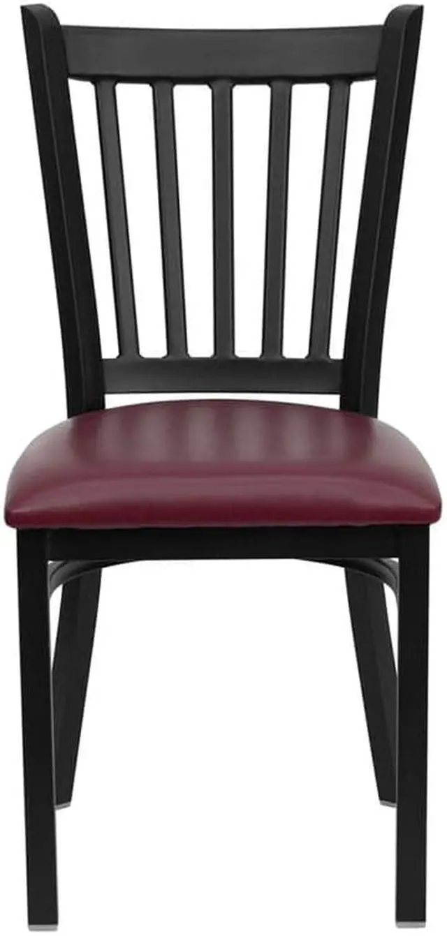 Alt view image 4 of 13 - Flash Furniture XU-DG-6Q2B-VRT-BURV-GG Hercules Series Black Vertical Back Metal Restaurant Chair with Burgundy Vinyl Seat