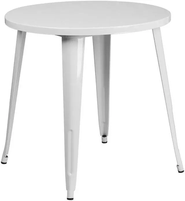 Alt view image 3 of 3 - Commercial Grade 30" Round White Metal Indoor-Outdoor Table