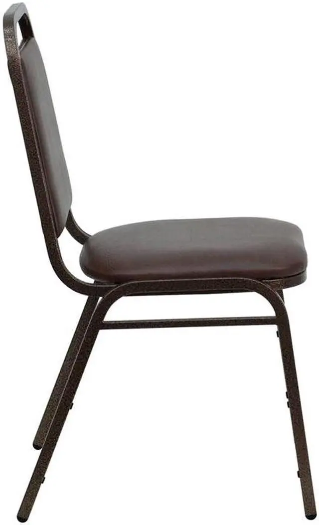 Alt view image 19 of 20 - HERCULES Series Trapezoidal Back Stacking Banquet Chair in Brown Vinyl - Copper Vein Frame