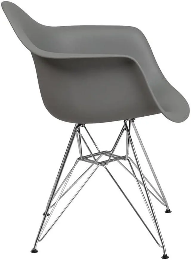 Alt view image 2 of 20 - Alonza Series Moss Gray Plastic Chair with Chrome Base