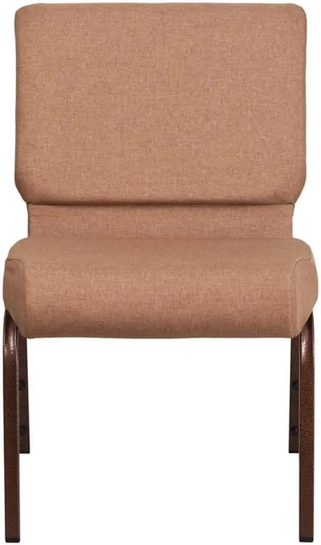 Alt view image 5 of 18 - Flash Furniture Hercules Series 21'' Extra Wide Brown Fabric Stacking Church Chair With 4'' Thick Seat - Copper Vein Frame