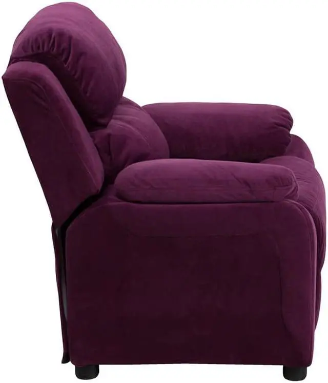 Alt view image 7 of 16 - Flash Furniture BT-7985-KID-MIC-PUR-GG Deluxe Heavily Padded Contemporary Purple Microfiber Kids Recliner with Storage Arms