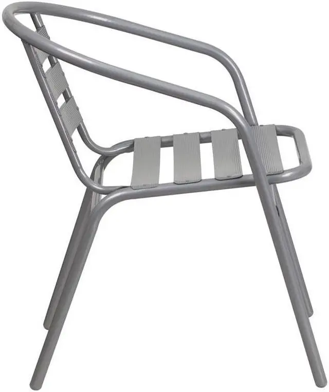 Alt view image 20 of 20 - Flash Furniture Silver Metal Restaurant Stack Chair with Aluminum Slats [TLH-017C-GG] TLH017C