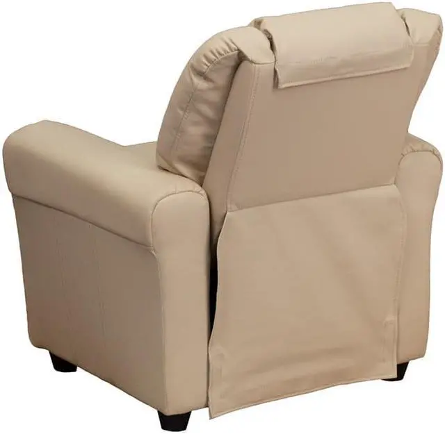 Alt view image 12 of 20 - Flash Furniture DG-ULT-KID-BGE-GG Contemporary Beige Vinyl Kids Recliner with Cup Holder and Headrest