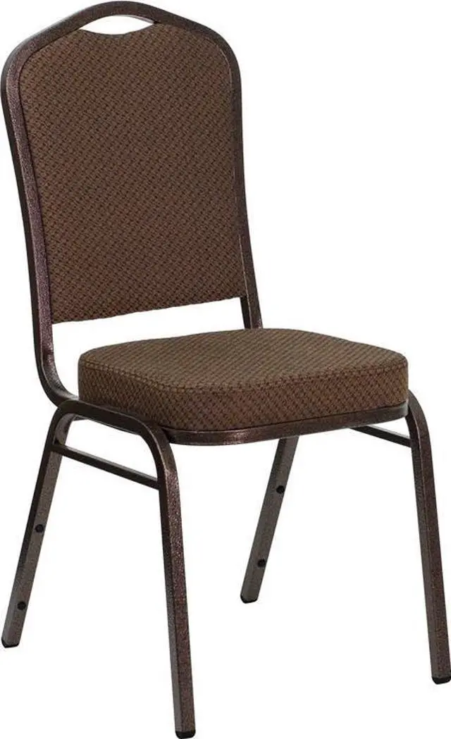 Alt view image 12 of 20 - HERCULES Series Crown Back Stacking Banquet Chair in Brown Patterned Fabric - Copper Vein Frame