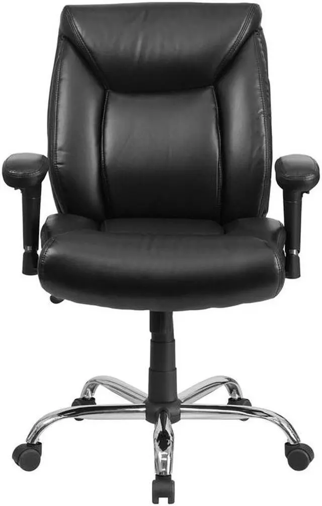 Alt view image 15 of 20 - HERCULES Series Big & Tall 400 lb. Rated Black LeatherSoft Deep Tufted Ergonomic Task Office Chair with Adjustable Arms