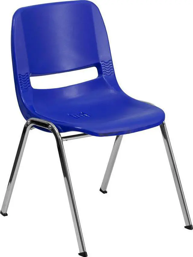 Alt view image 18 of 20 - HERCULES Series 440 lb. Capacity Kid's Navy Ergonomic Shell Stack Chair with Chrome Frame and 14" Seat Height