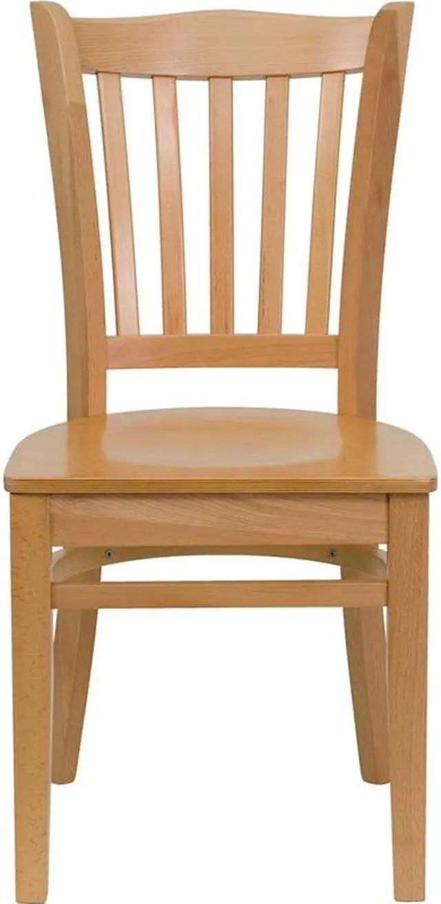 Alt view image 4 of 17 - Flash Furniture XU-DGW0008VRT-WAL-BLKV-GG Hercules Series Walnut Finished Vertical Slat Back Wooden Restaurant Chair with Black Vinyl Seat