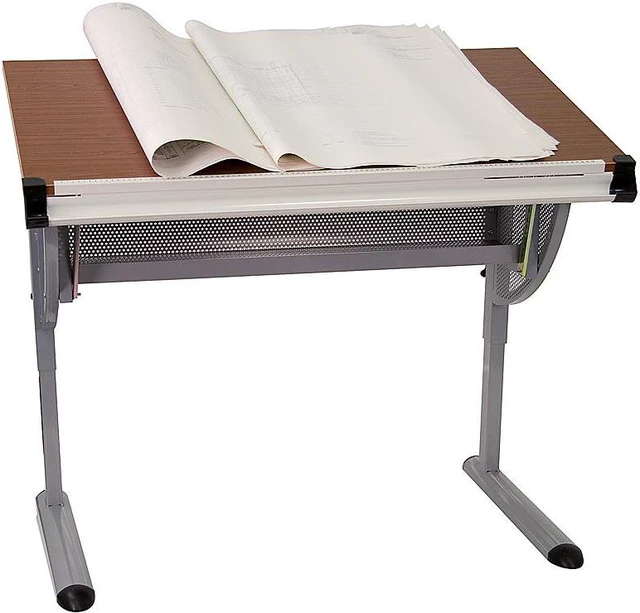 Alt view image 11 of 11 - Flash Furniture NAN-JN-2433-GG Adjustable Drawing and Drafting Table with Pewter Metallic Frame