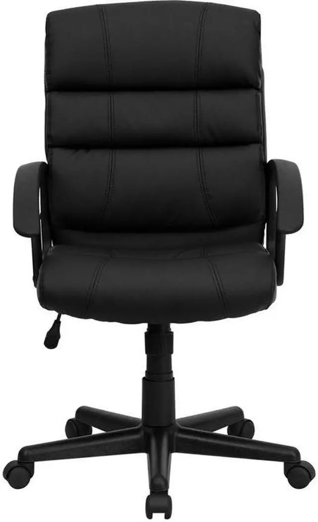Alt view image 17 of 17 - Mid-Back Black LeatherSoft Swivel Task Office Chair with Arms