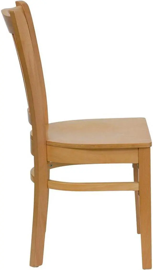 Alt view image 2 of 17 - Flash Furniture XU-DGW0008VRT-WAL-BLKV-GG Hercules Series Walnut Finished Vertical Slat Back Wooden Restaurant Chair with Black Vinyl Seat
